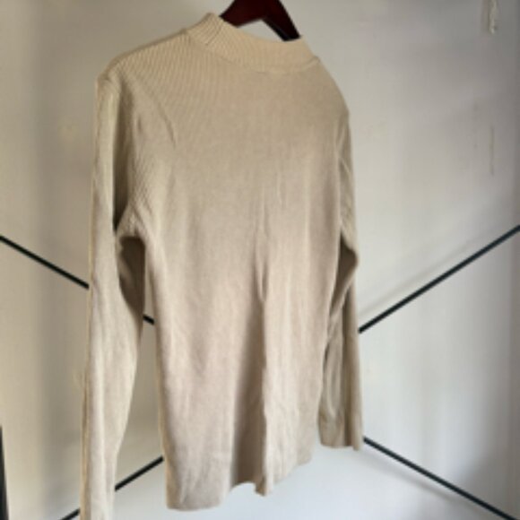 Bolongaro Trevor Mock Neck Ribbed Sweater in Beige - Picture 3 of 4